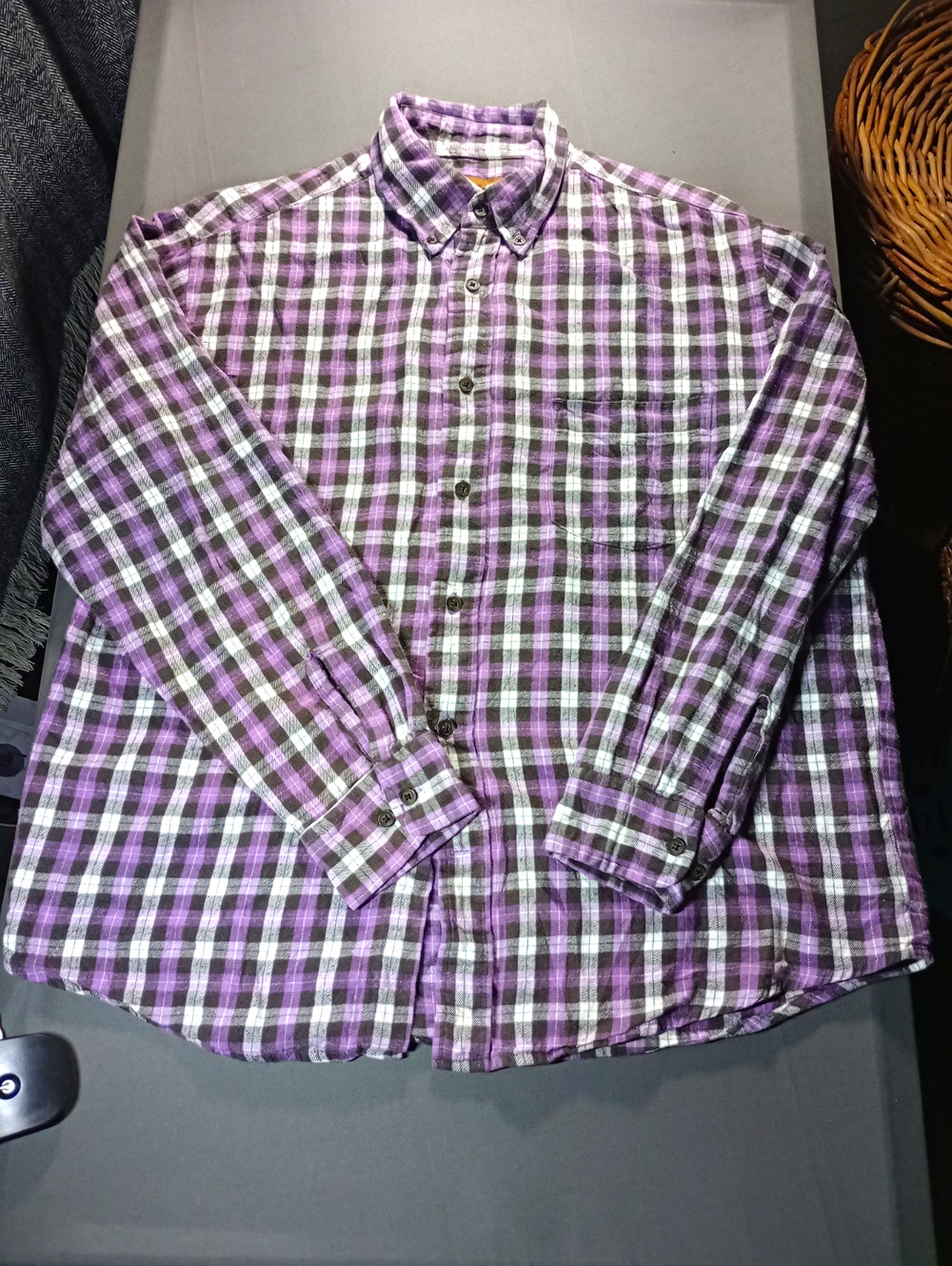 St. John's Bay Plaid Button Up Shirt Men's Long Sleeve Size L